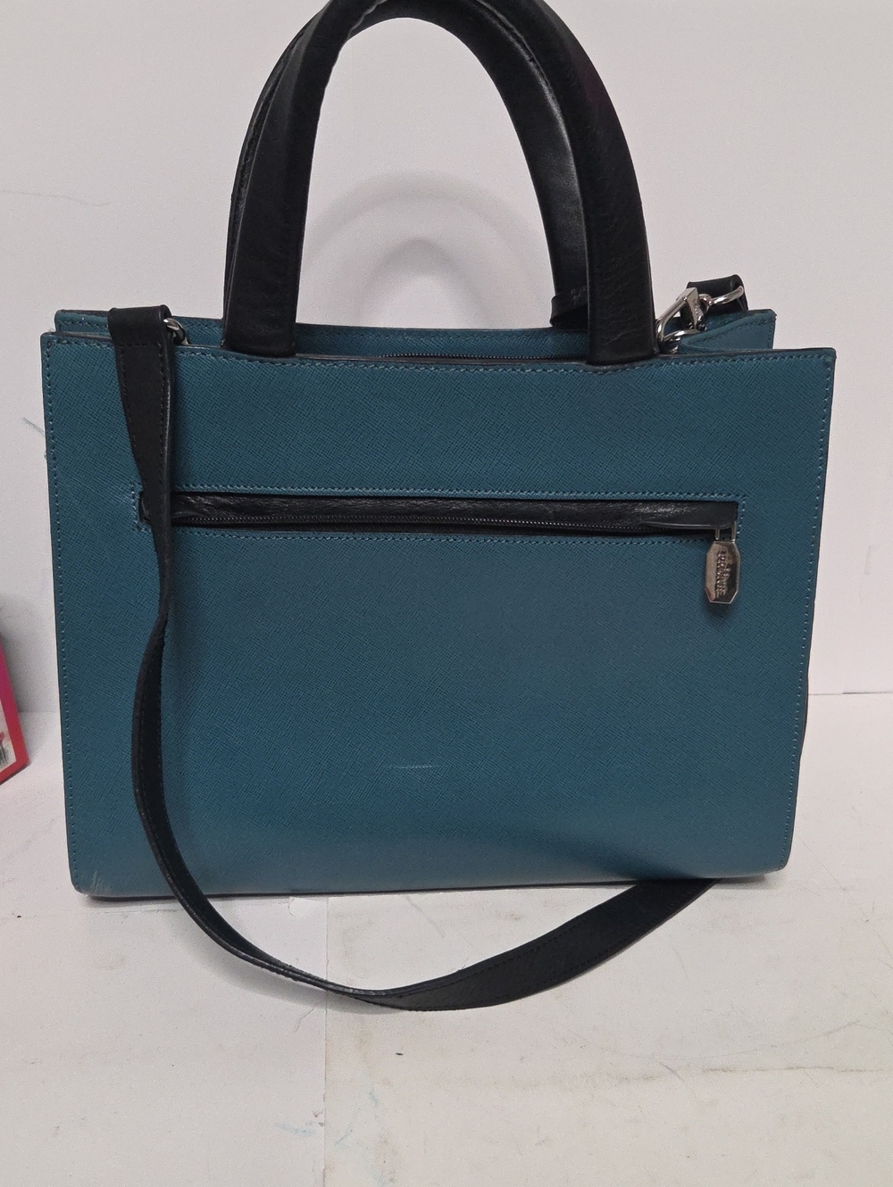 Prune Teal and Black Structured Satchel